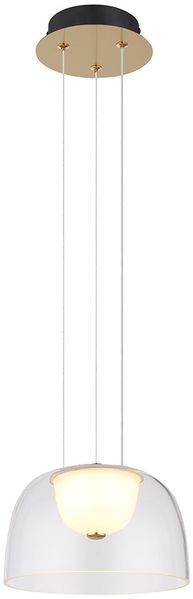 LED Hängeleuchte, Glas, satiniert, messingfarben, H 120 cm