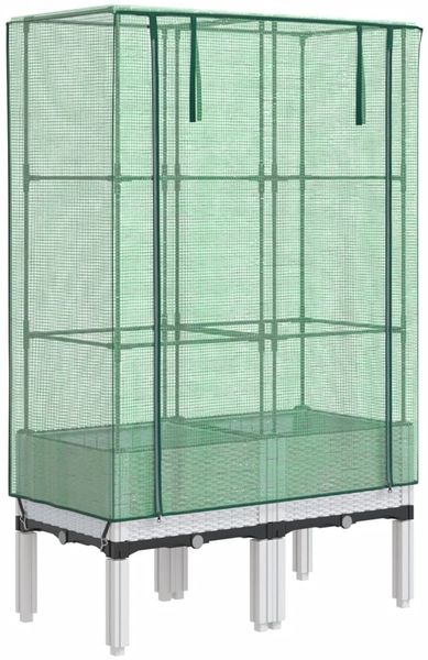 vidaXL Hochbeet mit Gewächshaus-Aufsatz Rattan-Optik 80x40x140 cm 4015847 Bild 2