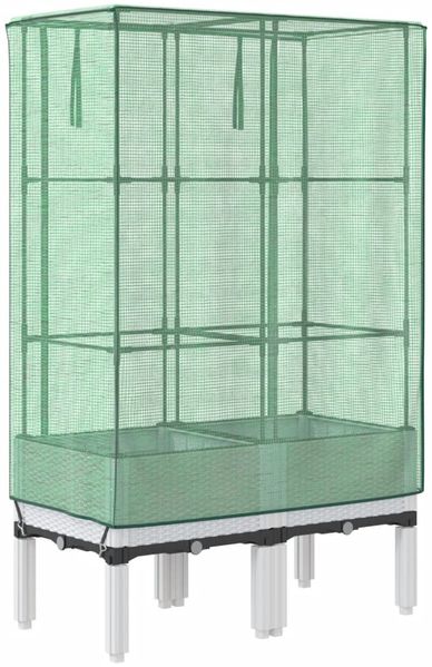 vidaXL Hochbeet mit Gewächshaus-Aufsatz Rattan-Optik 80x40x140 cm 4015847 Bild 6