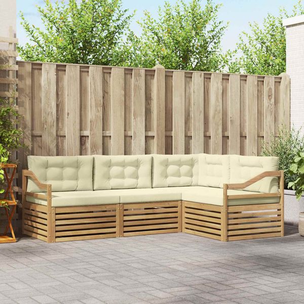 vidaXL Outdoor-Sofagarnitur 4 pcs Weiß und Creme 245,5 x 166,5 x 73 cm 3390420