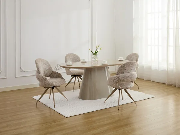 Vente-unique - VALIANA Stuhl Stoff Beige - B 59,5 cm x H 92 cm x L 57 cm