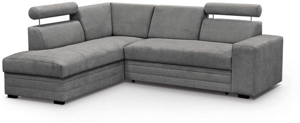 Beautysofa Ecksofa mit Bettkasten und verstellbaren Kopfstützen Roma, 250 cm breite L-Form Polsterecke, mit Schlaffunkton