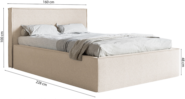 Selsey 'Lucera' Polsterbett mit Chenille-Bezug und Stauraum, creme, 140x200 cm Bild 5