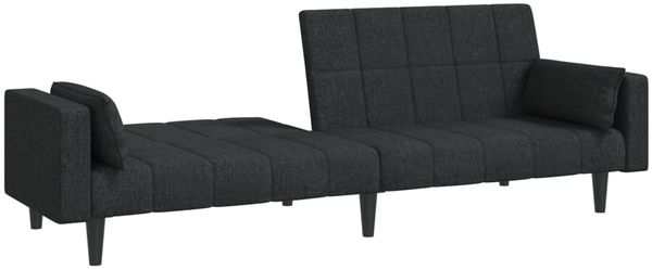 vidaXL Schlafsofa 2-Sitzer mit 2 Kissen Schwarz Stoff 375835 Bild 4
