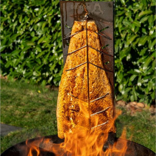 BBQ-Toro Räucherbrett Edelstahl Flammlachsbrett für Fisch (4 Stück), Lachsbrett für Grill, Edelstahl