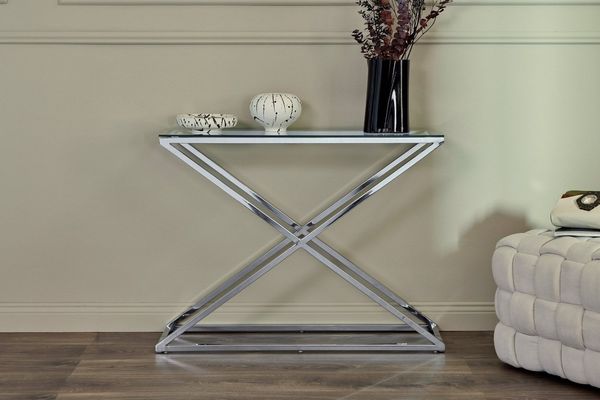 Jahnke Xtra Console Konsole, Engineered Wood, Klarglas/Chrome, One Size
