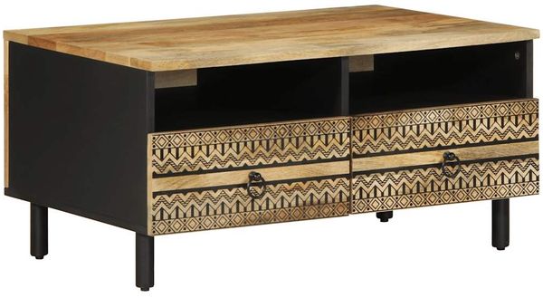 vidaXL Couchtisch Schwarz 80x54x40 cm Raues Mangoholz 4018641