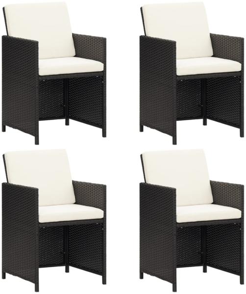 vidaXL Garten-Essstühle mit Kissen 4 Stk. Schwarz Poly Rattan 316802