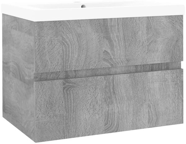 Waschbeckenschrank, Badschrank mit Einbaubecken Grau Sonoma Holzwerkstoff de7429