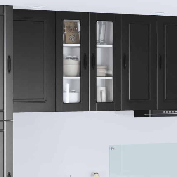 vidaXL Wandglas-Schrank PORTO Schwarz 60 x 31 x 80 cm Holzwerkstoff 885436