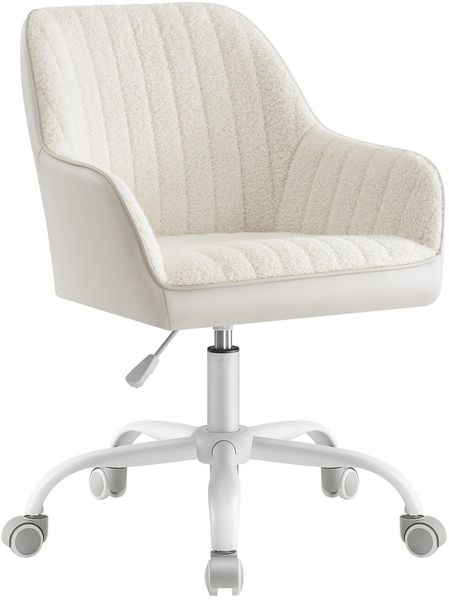 Songmics Bürostuhl, höhenverstellbar, beige, 64x62 x (80-90) cm