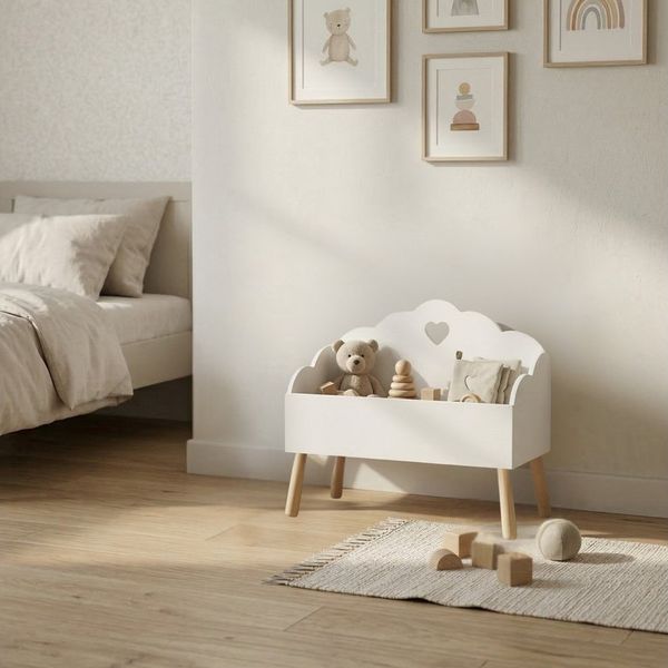 EDAXO Aufbewahrungsbox Spielzeugkiste mit Wolkenmotiv NUVU, 55 x 45 x 28 cm