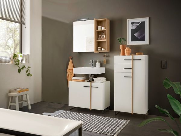 moebel-dich-auf Badmöbel-Set MESSINA, (Set 3, 4-St, Spiegelschrank, Wbu, Highboard), Softclose-Funktion