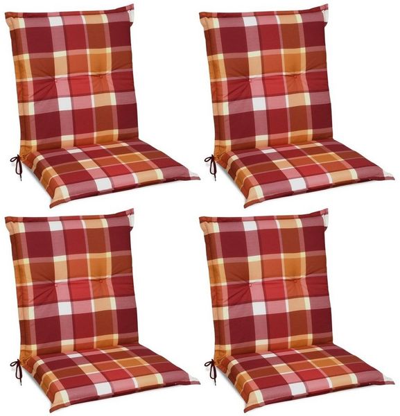 Beautissu 4er Set Niedriglehner Auflage Sunny 100 x 50 x 6 cm Rot