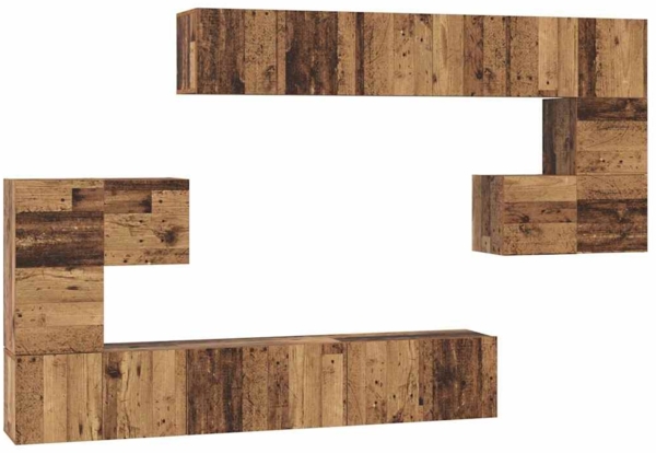 vidaXL TV-Schrankset Wandmontiert 10 pcs Altholz Holzwerkstoff 3393318