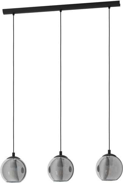 Eglo 98652 Pendelleuchte ARISCANI Rauchglas schwarz-transparent E27 3X40W L:76,5cm B:16,5cm H:110cm dimmbar