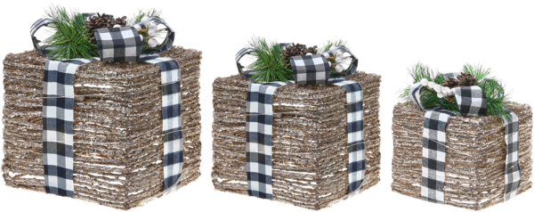 Weihnachtsdekoration 3er Set LED ARRESKOV Weihnachtsgeschenke 20 25 30 cm Braun