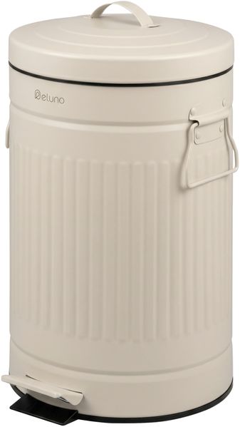 eluno Abfalleimer VINTAGE, Treteimer, Metall, beige, 12 Liter Fassungsvermögen