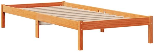 vidaXL Massivholzbett mit Regal ohne Matratze Wachsbraun 75x190 cm 3321636 Bild 5
