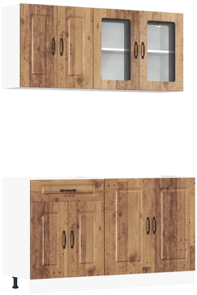 vidaXL 4-tlg. Küchenschrank-Set Kalmar Altholz-Optik Holzwerkstoff 3314859