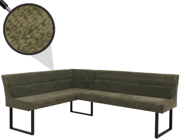 Eckbank HWC-O81, Esszimmerbank Bank, Öko-Tex (310g/m²) Chenille Stoff/Textil Metall 159x210cm ~ grün