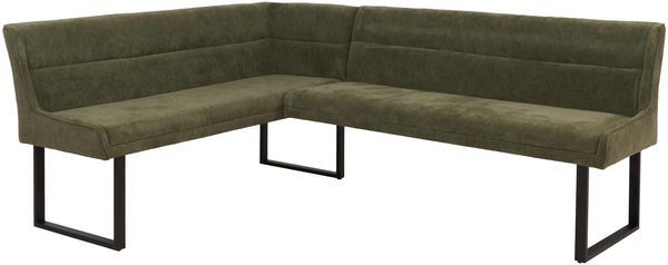 Eckbank HWC-O81, Esszimmerbank Bank, Öko-Tex (310g/m²) Chenille Stoff/Textil Metall 159x210cm ~ grün Bild 8