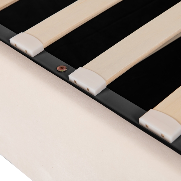 Polsterbett mit höhenverstellbarem Kopfteil,205.5*165*90-95 cm, Beige Stauraumbett,inklusive Taschenfederkern Bild 9