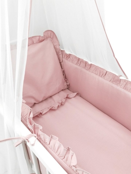 Baby-Delux Beistellbett Babybett Royal Rosa Rüsche, Stillbett 90x40 weiß höhenverstellbar, Matratze inkl. komplett Set Bild 2