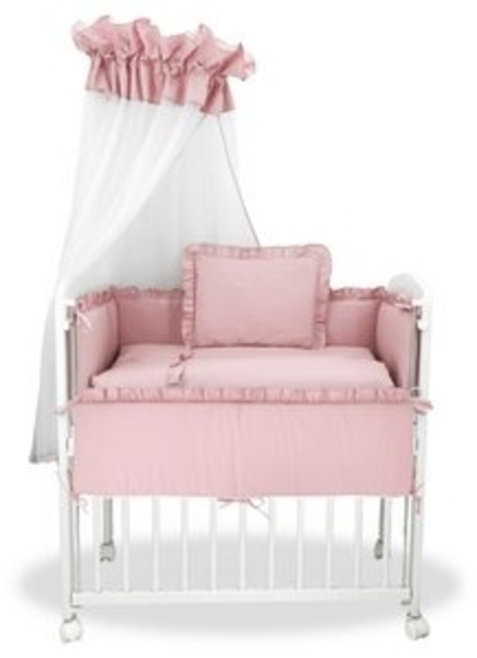 Baby-Delux Beistellbett Babybett Royal Rosa Rüsche, Stillbett 90x40 weiß höhenverstellbar, Matratze inkl. komplett Set Bild 6