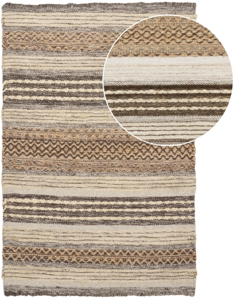 Fußmatte, handgewebt, natur/grau, 60x90 cm