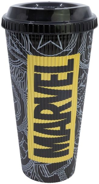Marvel Golden Treasure Trinkbecher 790 ml mit strukturierter Oberfläche und Deckel für unterwegs