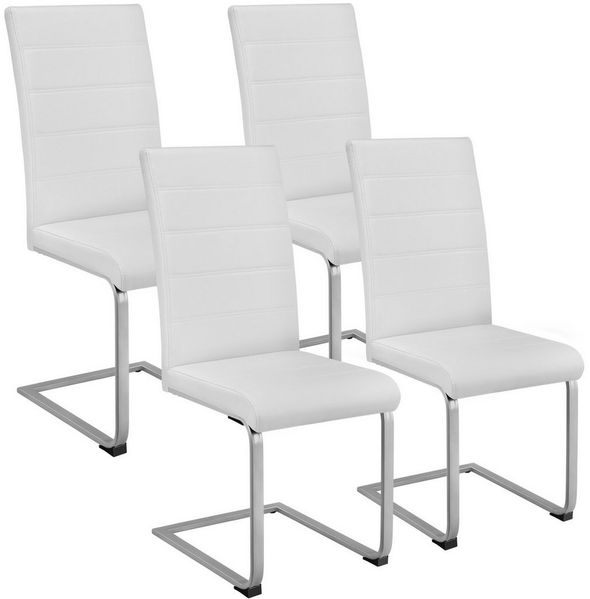 tectake Esszimmerstuhl Set Schwingstuhl (4er Set, 4 St), gepolstert mit Kunstlederbezug