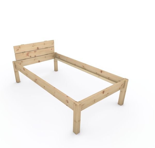 Pfostenbett "metallarm" Zirbe Holzbett "Daybett" 100 x 190cm 48cm Einzelbett