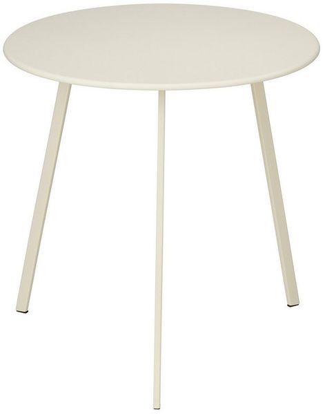 MICA Decorations Seattle Beistelltisch für Außenbereich - Runder Couchtisch - Pflanzentisch und Kaffeetisch - H45 x Ø38 cm - Metall - Cremefarben