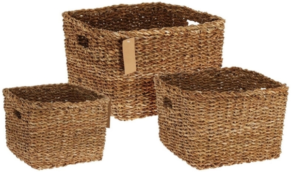 Meinposten Aufbewahrungskorb 3 Körbe Aufbewahrungskörbe Seegras Korb Dekokorb natur (3er Set, 3 St)