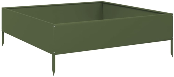 vidaXL Hochbeet Olivgrün 100x100x33,5 cm Stahl 851027