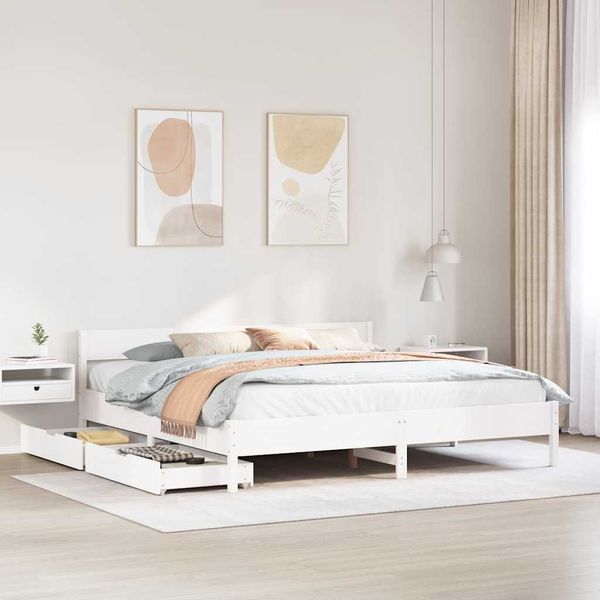 vidaXL Massivholzbett ohne Matratze Weiß 180x200 cm Kiefernholz 3301741