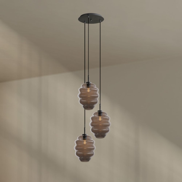 s.luce Echos Galerieleuchte 3-flammig Ø 40cm Baldachin Ø 25cm Rauch, Schwarz