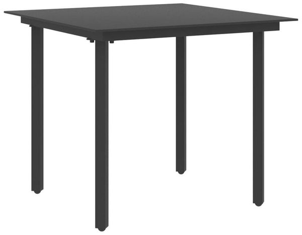 vidaXL Garten-Esstisch Schwarz 80x80x74 cm Stahl und Glas 313109
