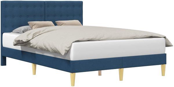 vidaXL Bettrahmen mit Kopfteil Blau 140 x 190 cm Stoff 42027796 Bild 2