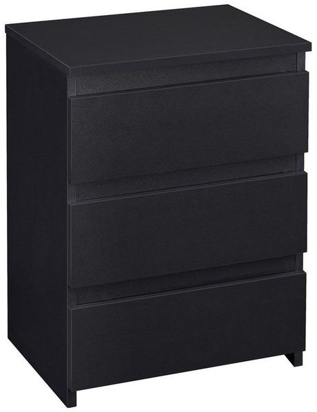 Yaheetech Nachttisch mit 3 Schubladen, Holz schwarz, 60,5 x 35,5 x 45,5 cm