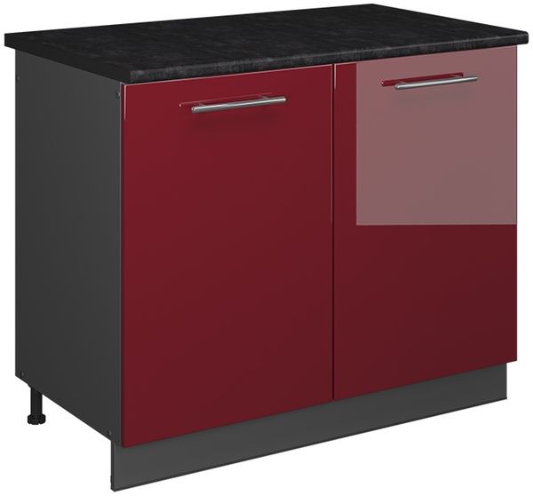 Spülenunterschrank Fame-Line Bordeaux Hochglanz/Anthrazit 100 cm, AP Anthrazit Vicco