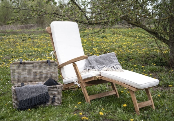 Kissen für Liegestuhl, Baumwolle, weiß Bild 5