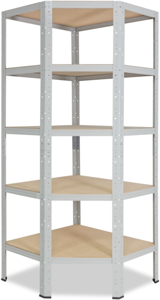 shelfplaza OFFICE 180x70x40 cm Eckregal in lichtgrau mit 5 Böden und 175 kg Traglast pro Boden