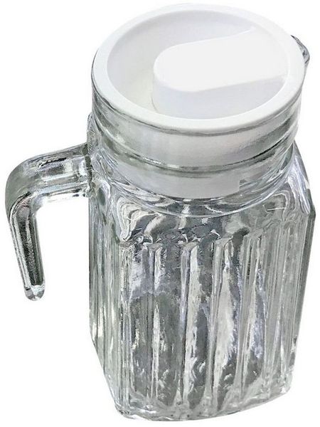 Glaskaraffe Kühlschrankkrug 0,5 oder 1L mit Ausschankhilfe und Deckel 0.5L