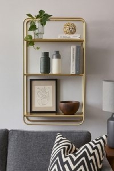 Modernes Wandregal/Bücherregal "Ilona" aus Metall, gold Bild 4