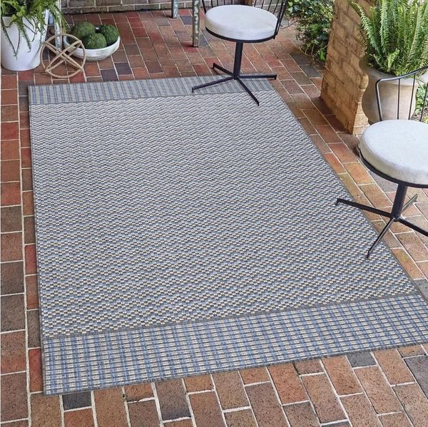 SIMPEX24 Outdoorteppich Vintage Design, Rechteckig, Höhe: 5 mm, Teppich Vintage Design Flachgewebe Küchenteppich Balkon Terrasse