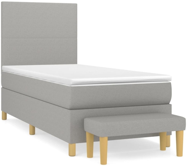vidaXL Boxspringbett mit Matratze Hellgrau 100x200 cm Stoff 3136973 Bild 1