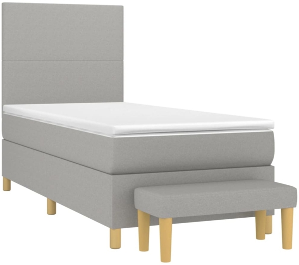 vidaXL Boxspringbett mit Matratze Hellgrau 100x200 cm Stoff 3136973 Bild 2