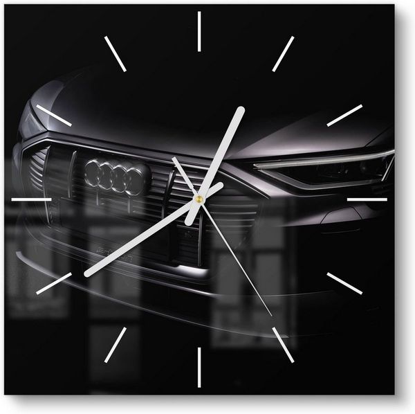 DEQORI Wanduhr 'Audi Frontalaufnahme' (Glas Glasuhr modern Wand Uhr Design Küchenuhr)